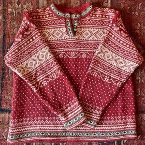L.L. Bean Red Nordic Wool Sweater - Women's Large